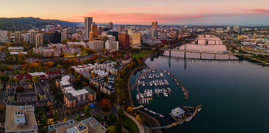 Portland at sunset.